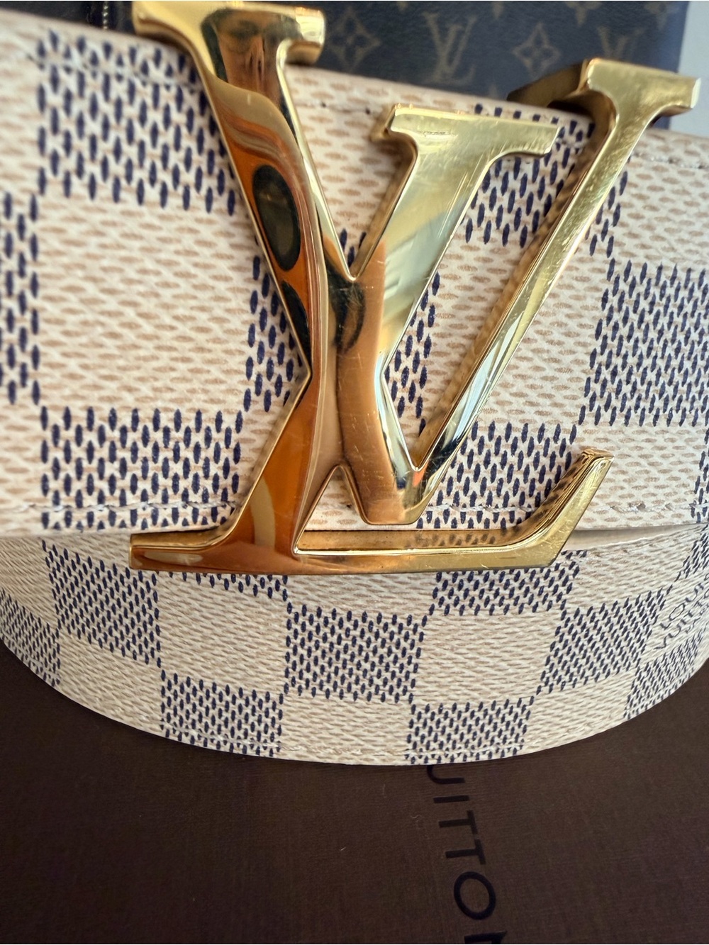 Louis Vuitton Damier Azur LV Initiales 40mm Belt - White/Blue - Picture 3 of 7